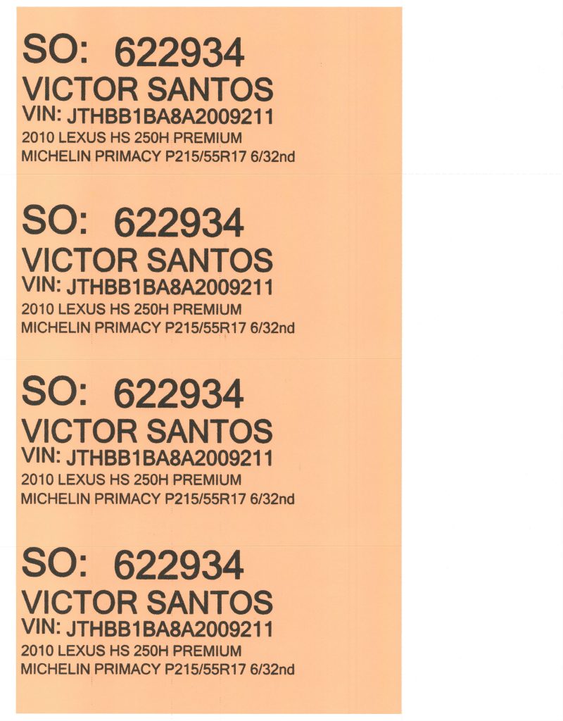 Tire Storage Labels - Safeguard by McLaurin